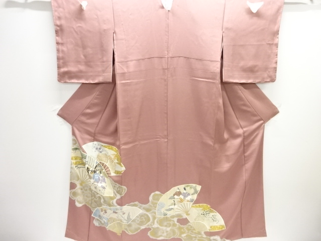 JAPANESE KIMONO / IRO-TOMESODE / UNUSED / EMBROIDERY / PEOPLE IN THE PAST